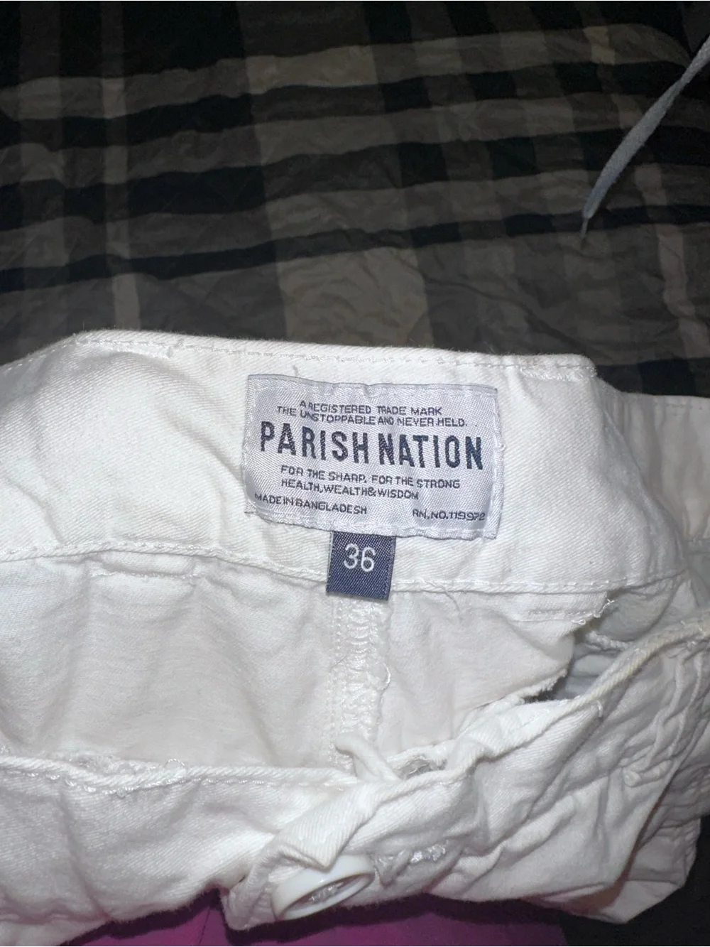 Parish Nation Men’s White Cargo Shorts Size 36